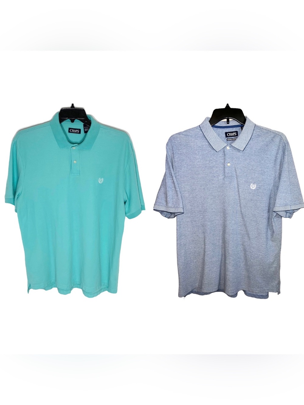 Chaps Polo Shirts Men’s Size XL Teal Blue Short Sleeve Casual Modern Lot Of 2